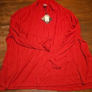Women's plus size red thin long sleeve shirt size 4x
